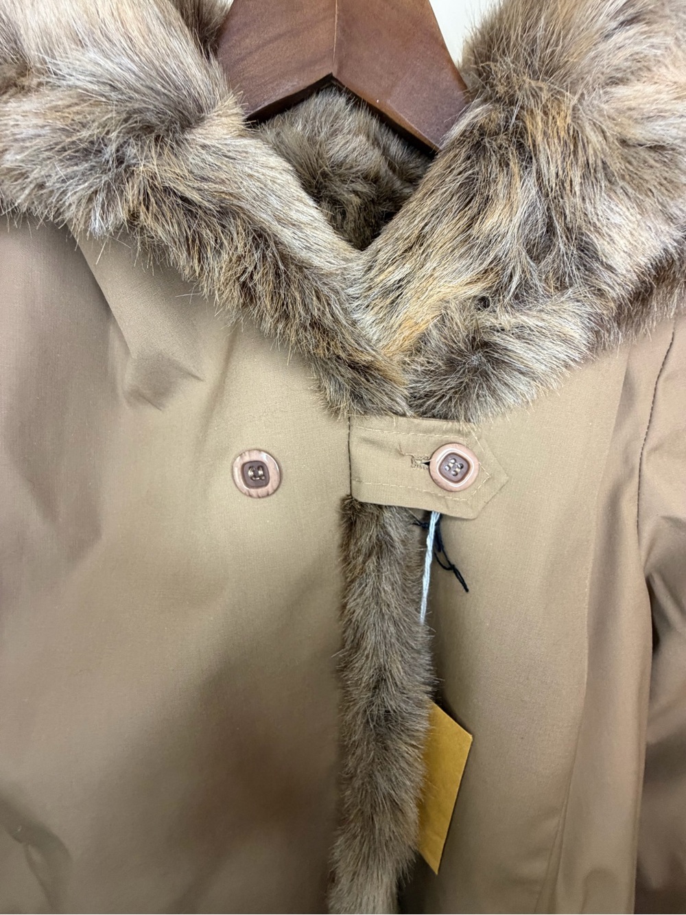 Vintage with tags Forester Tan Faux-Fur Trim Belted Trench - Picture 14 of 14